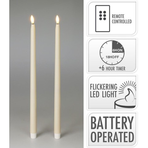 2 CANDELE LED 38CM AVORIO